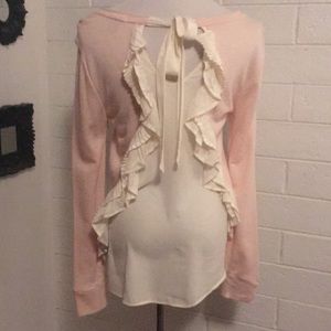 CHELSEA28 Ruffle Back Sweatshirt Pink Sz Small
